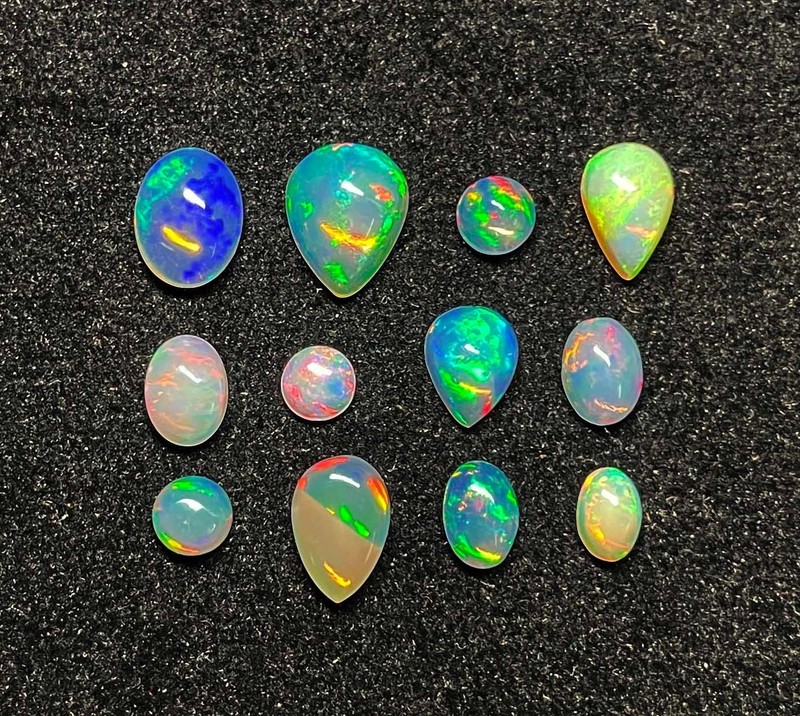 Natural Ethiopian Opal Mix Shape Cabochon Gemstone Lot 20-25 Pcs 4-8*10 MM 10 CT