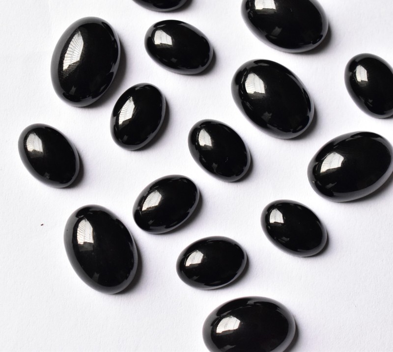 Natural Black Agate Cabochon Loose Gemstone 5X3 mm To 15X12 mm Black Onyx Gems gallery