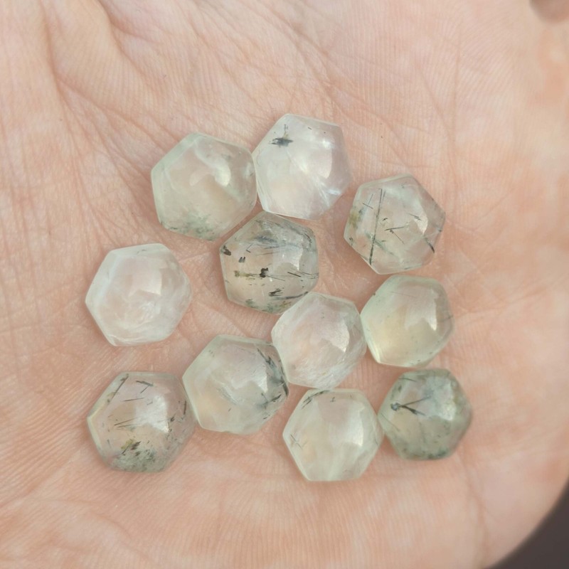 Natural Prehanite Hexagon Cabochon 10mm To 20mm Loose Gemstone