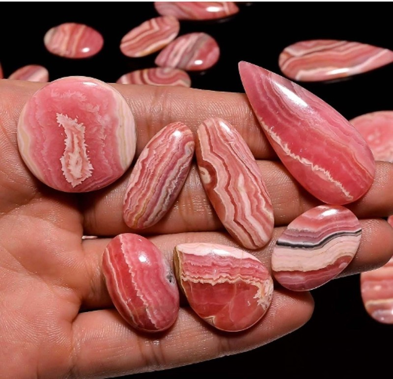 1000cts Rhodochrosite cabochon 100% Natural Gemstones LOT (Approx 30-40Pcs)