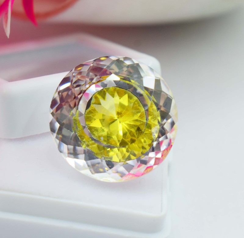 40Ct Natural Bicolor Pitambari Sapphire Jewelry Gemstone Diamond Round cut Gem