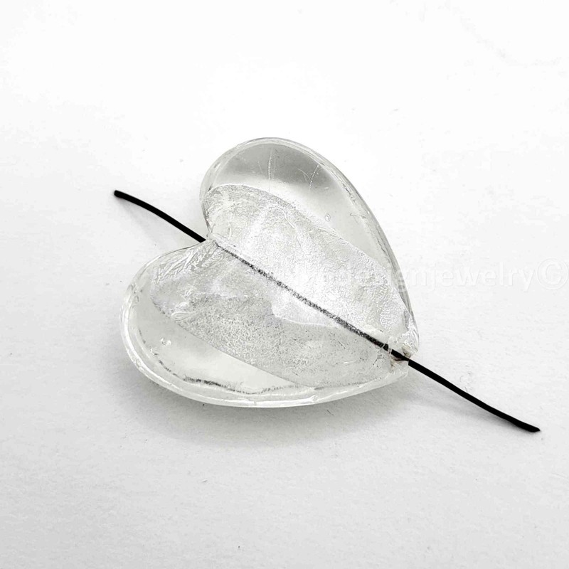 Handmade Silver Foil Lampwork Crystal Glass Beads Heart 1pcs gallery