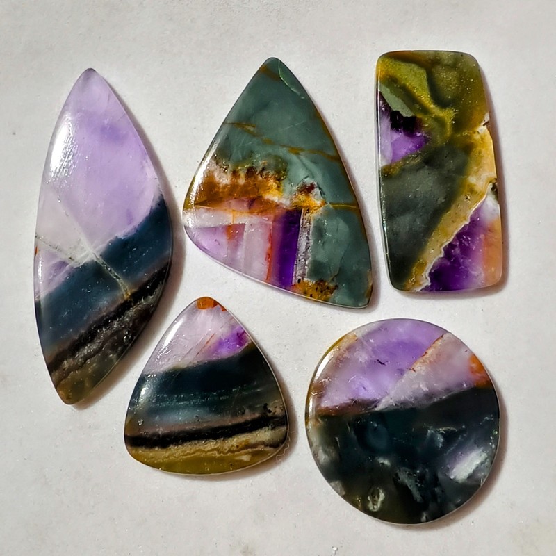 5 Pcs Lot 214 Cts Natural Amethyst Cabochon Gemstone For Jewelry 40