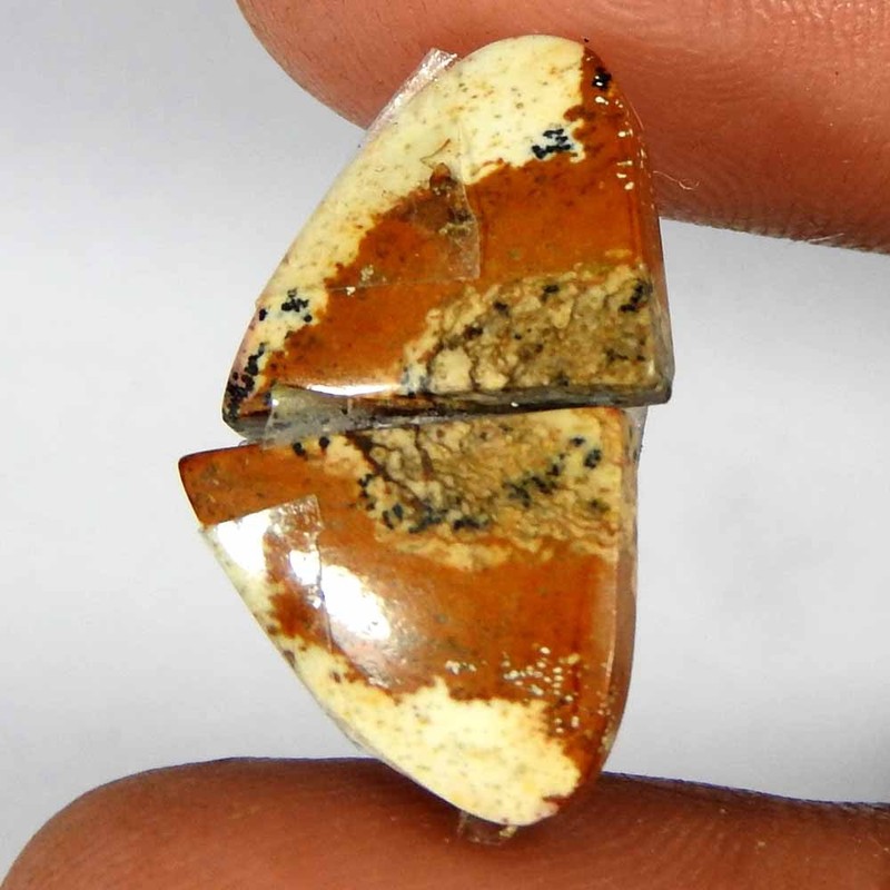 8.70Cts100%Natural Picture Jasper Fancy Pair Cabochon(12x10x4)Loose Gemstone gallery