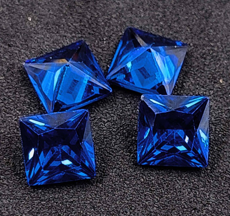 4 Pcs Lot AAA Natural Ceylon Blue Sapphire Princess Cut 7x7mm Loose Stones 5DOW gallery