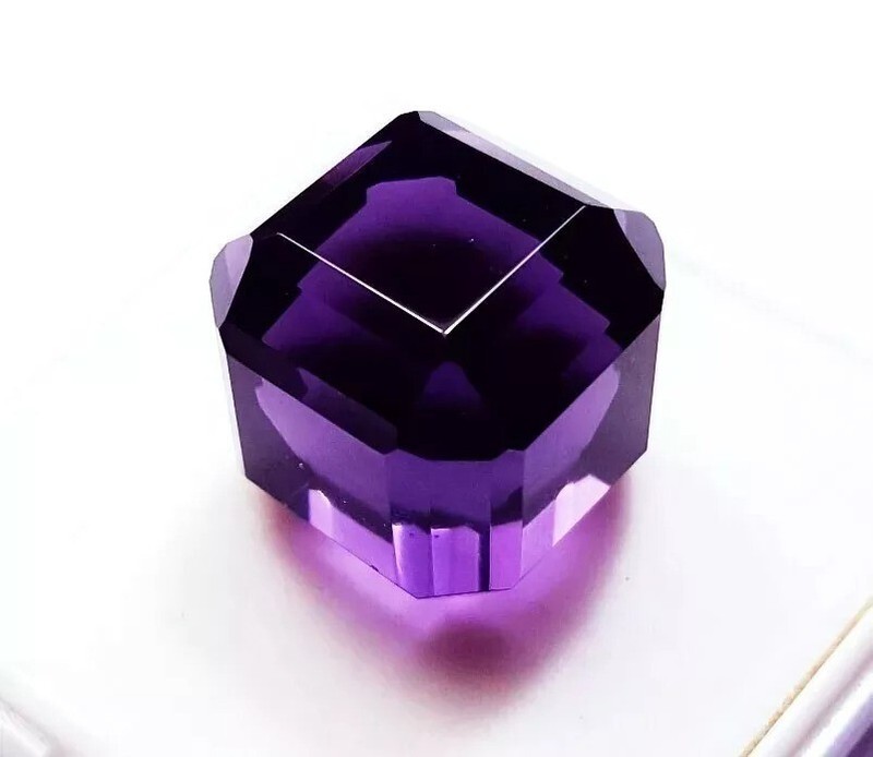 Cube Cut 94-96 Ct Amazing Violet Amethyst Natural EGL Certified Loose Gemstone