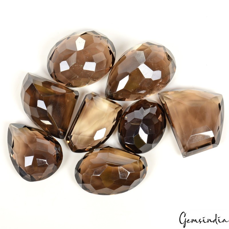 Faceted Mixed Smoky Quartz Gemstones 25-35mm Parcel Lot - 450 Cts- From Estate gallery