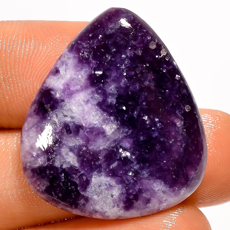 100% Natural Purple Lepidolite Pear Cabochon Gemstone 29 Ct. 28X24X5 mm UG-5871