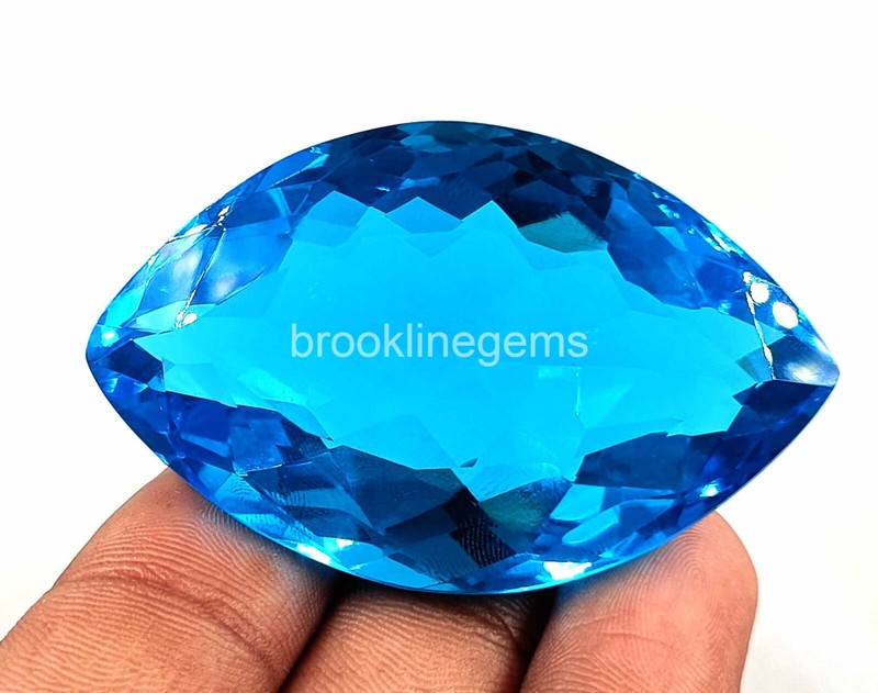Lab Grown 186 Ct Certified Sky-Blue Topaz Marquise Cut Transparent Gemstone25S gallery