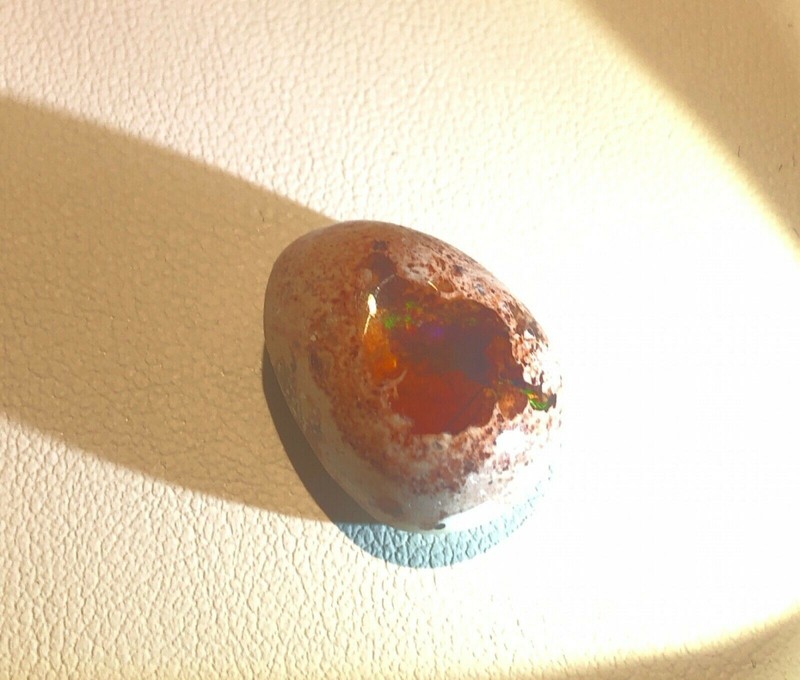 Authentic Mexican Fire Opal, Deep Red Flash, Chili Pepper, #45 Gemstone Cab gallery