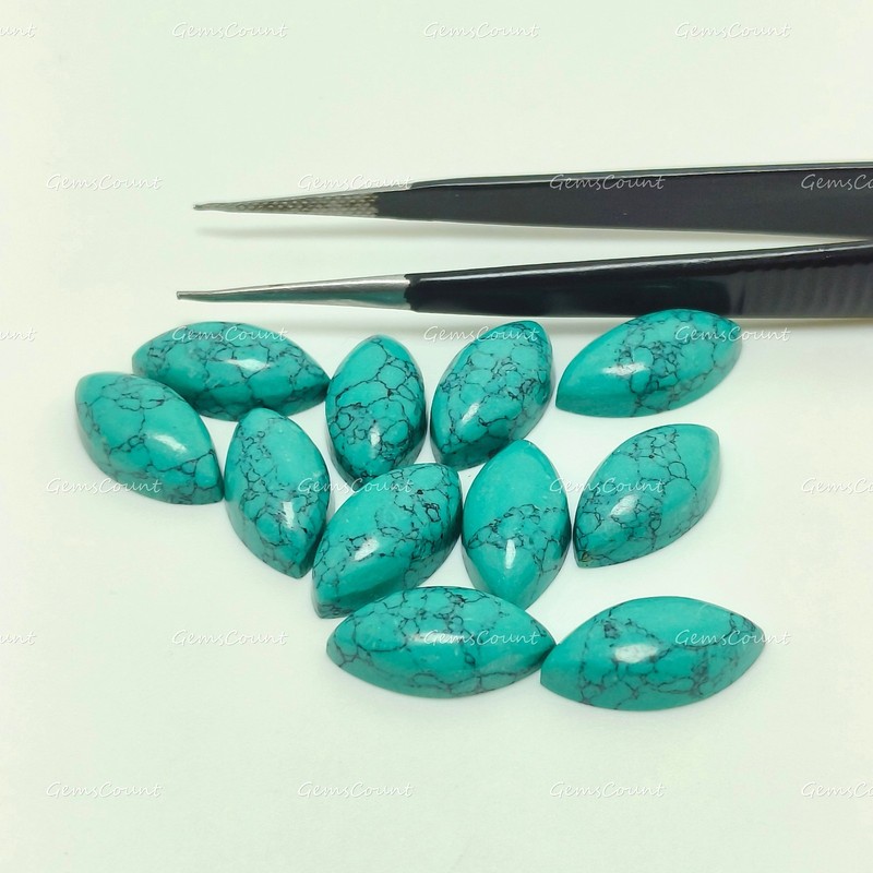 Natural Blue Howlite Turquoise Marquise Cabochon Smooth Gemstone 3x6mm-15x30mm gallery