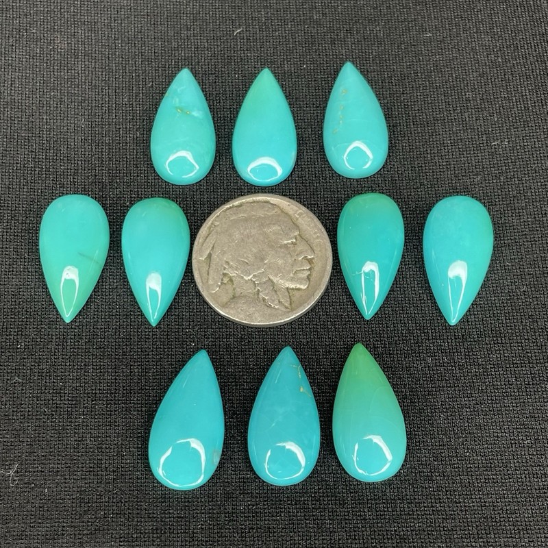 Lot Of 10 Teardrop Shape Turquoise Approx 62.5 Karat For Jewelry Making 12.6g