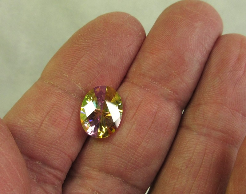 Lucky Stone Faceted Cubic Zirconia, 13x10x6 mm Oval, Multicolor, Good Luck LS #4 gallery