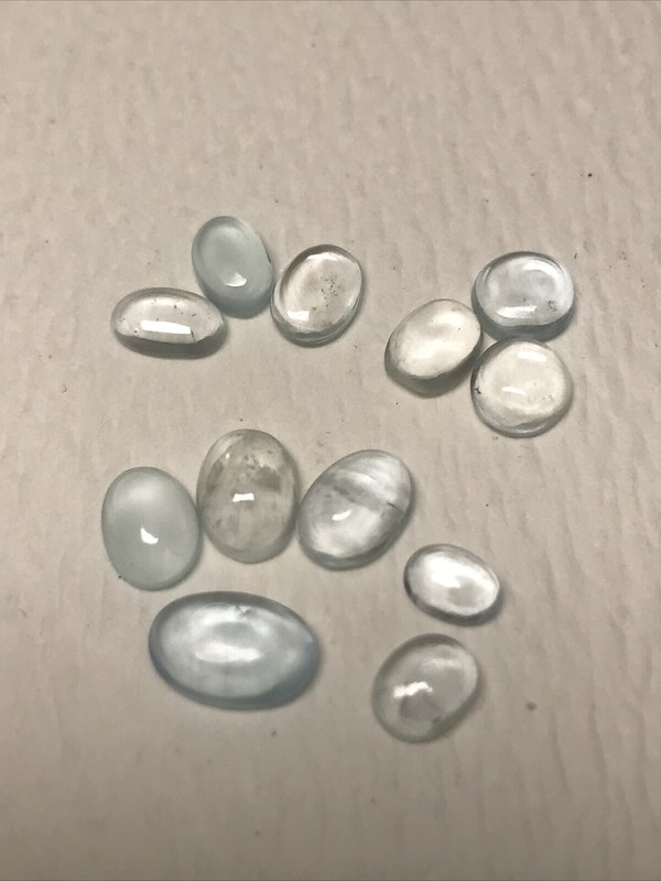 12 Cabochons Aquamarine Mixed Lot 8/6mm-4/3mm 5 Carats #173
