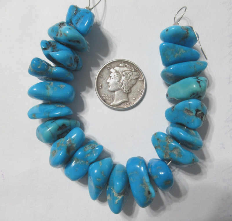 SLEEPING BEAUTY TURQUOISE 5 INCH STRAND NUGGETS 13 X 10mm TO 16 X 9mm #773