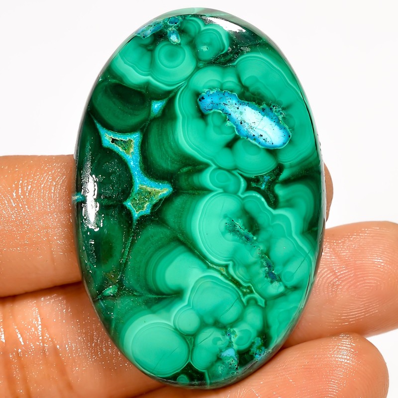 Natural Malachite Chrysocolla Oval Cabochon Gemstone 100 Ct. 45X30X6 mm UG-4128