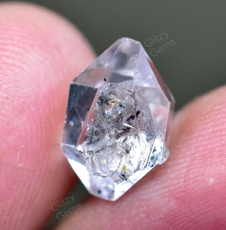 3.50 Ct Rare Herkimer Diamond Water Clear Quartz Crystal Anthraxolite Rare Found