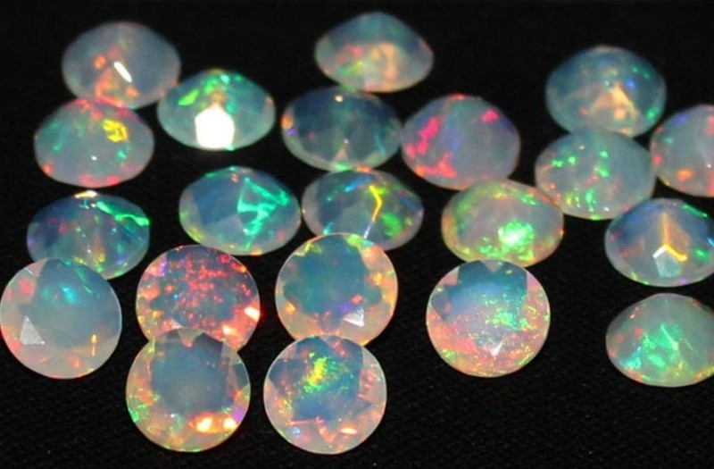 Natural Ethopian Opal Round Faceted Cut 3mm To 10mm Loose Gemstone gallery