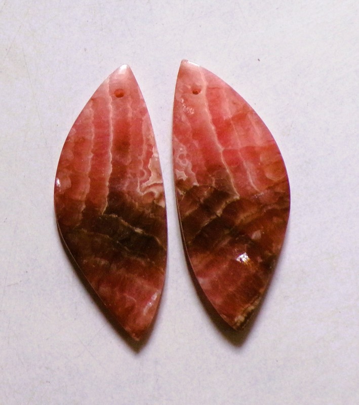 47.20 Cts Rhodochrosite Drilled Cabochon Match Pair Gemstone 38X15MM A30