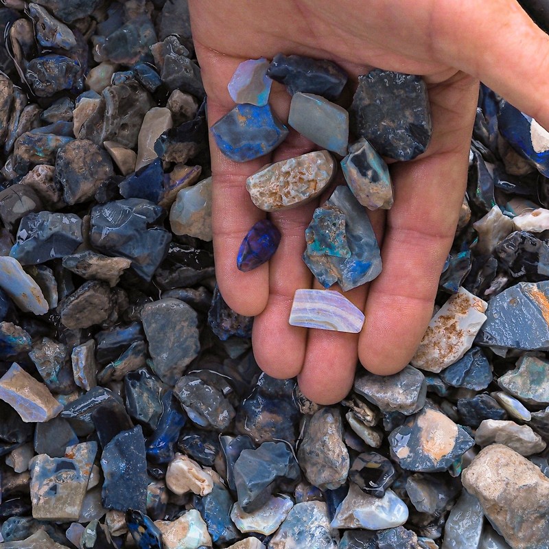 BARGAIN! $50 PER OUNCE LIGHTNING RIDGE BLACK OPAL ROUGH WITH LOTS OF COLOUR
