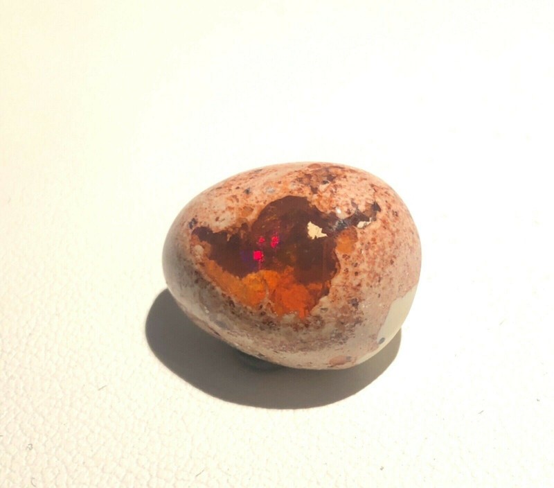 Authentic Mexican Fire Opal, Deep Red Flash, Chili Pepper, #45 Gemstone Cab gallery