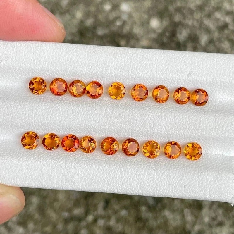 Natural Certified Orange Sapphire Round Cut 6 mm 90 Pcs Loose Gemstone Lot AG86