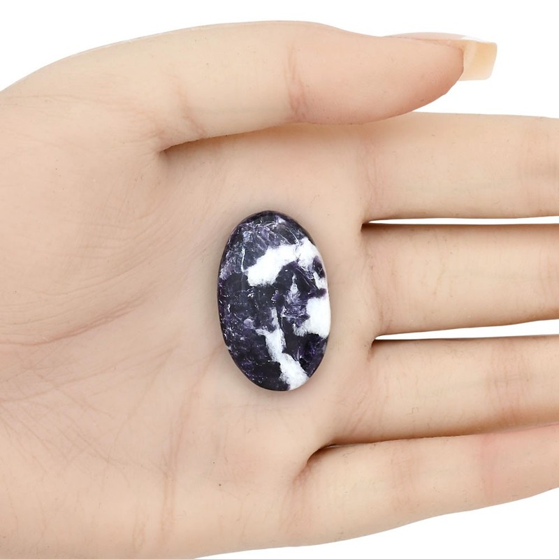 Natural Purple Lepidolite 30.55x18.8x6 mm Oval Polished Gemstone LS03386-56 gallery
