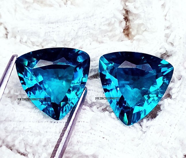 Trillion Cut Natural Paraiba Tourmaline 18+ Ct Certified Pair Loose Gemstone