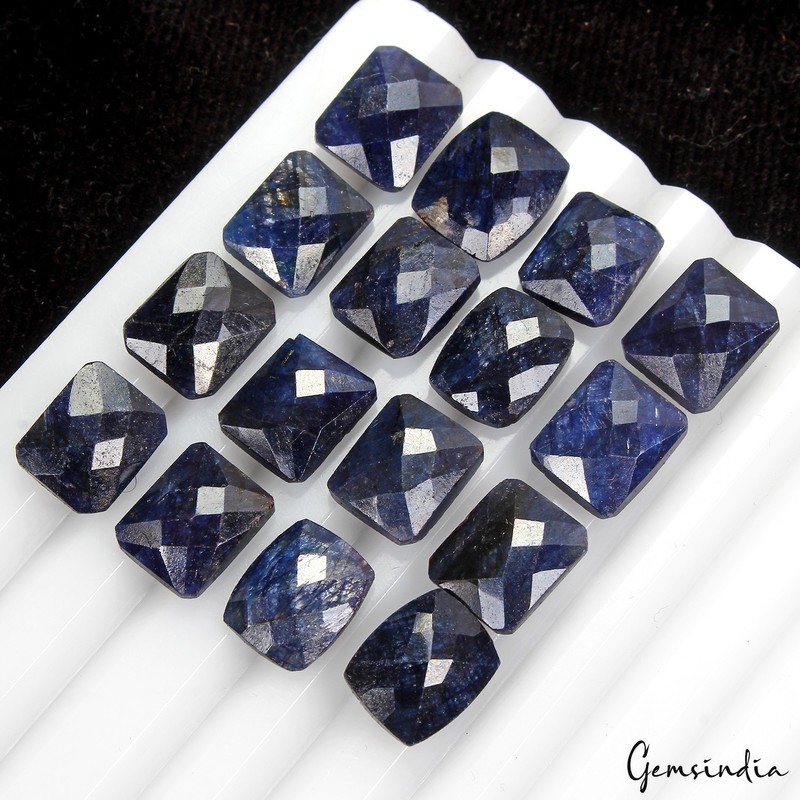 10-12mm Natural Blue Sapphire Octagon Checker Cut Loose Gemstones~77.00Ct/16 Pcs