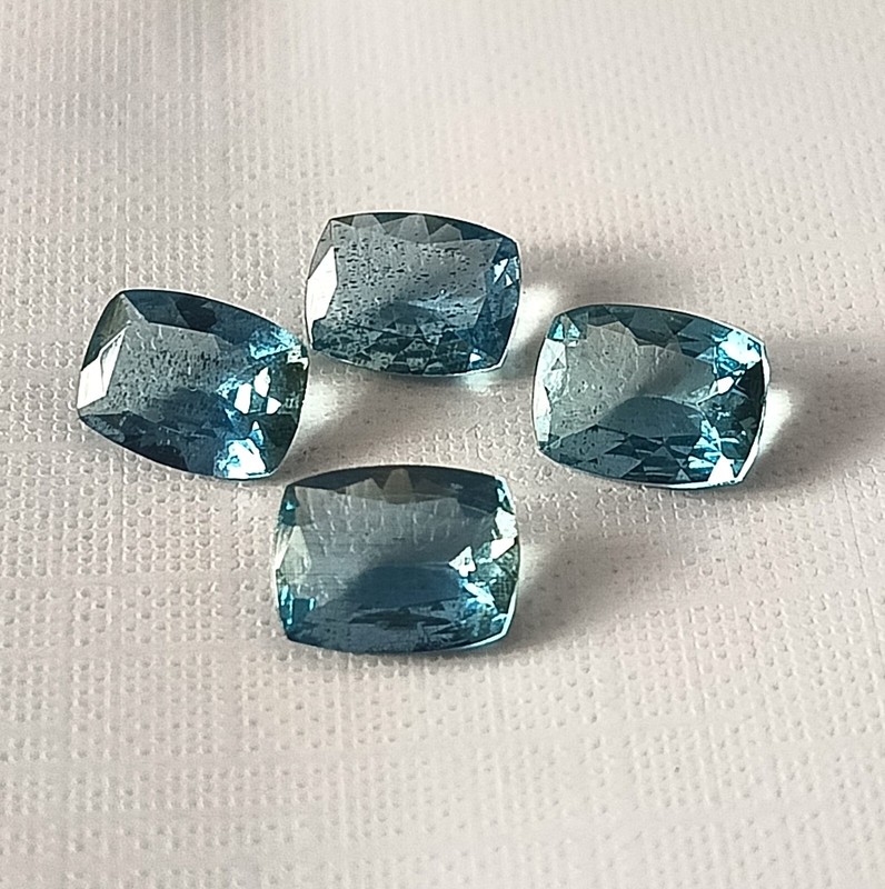 6X8 MM CUSHION CUT NATURAL SANTA MARIA AQUAMARINE FACETED LOOSE GEMSTONE 4 PIECE
