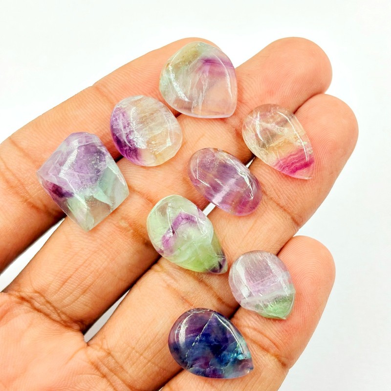 8 Pieces Natural Fluorite Cabochon Loose Polished Lots Gemstone -LB-55