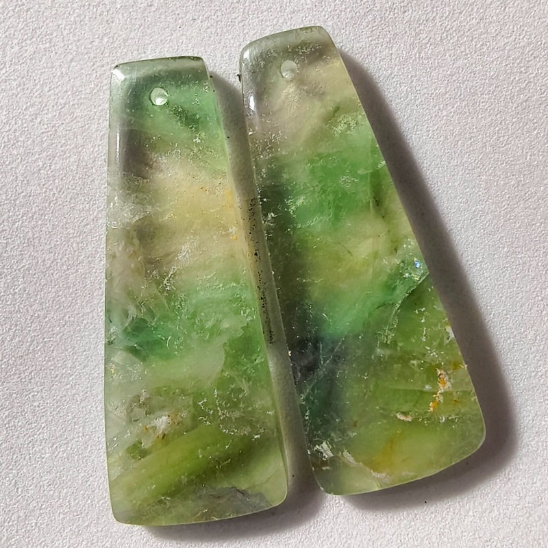 50 Cts Natural Fluorite Drilled Match Pair Cabochon Gemstone 36.1 X 13.9 MM gallery