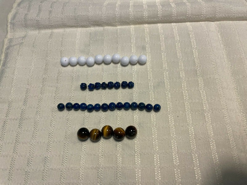 Lot of Lapis Lazuli, Tiger’s Eye Quartz, and White Stone Spacer Beads