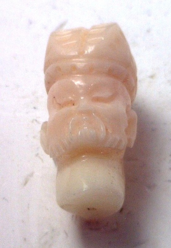 NOS Antique Genuine Undyed Coral Warrior Emperor Asian Stone Drilled #OK72