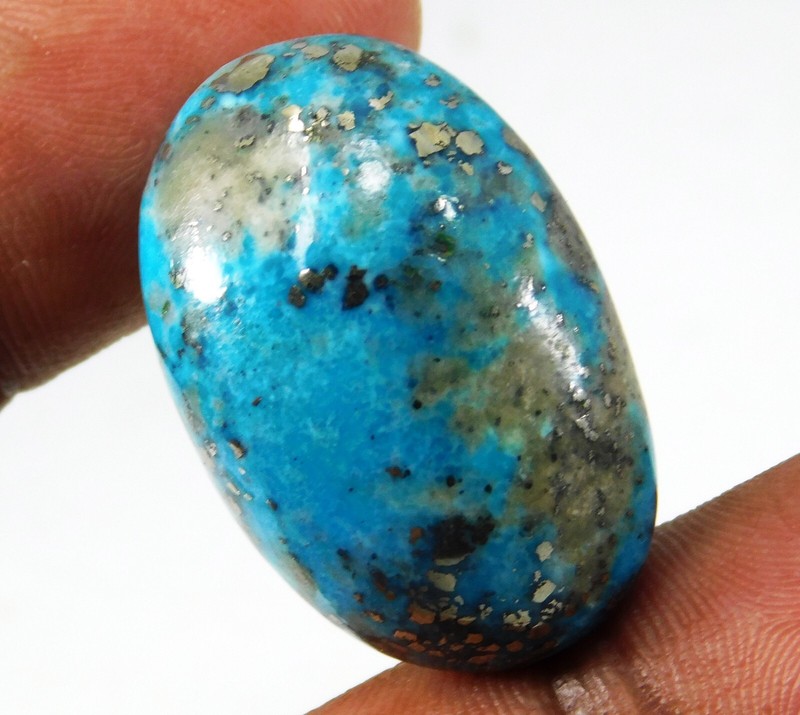 Certified 46.30 Ct Natural Oval Cabochon Persian Blue Turquoise Loose Gemstone