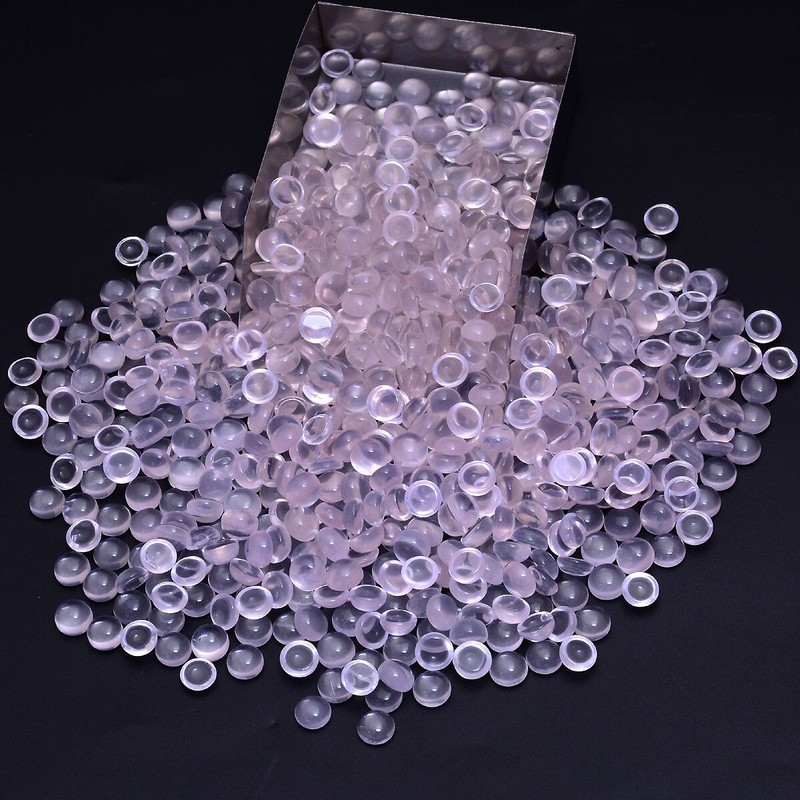 50 Pcs Natural Rose Quartz Beautiful Pink 7mm Round Cabochon Loose Gemstones Lot
