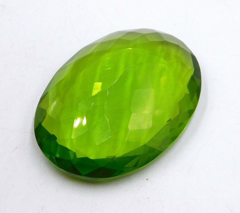 84.50 Cts 1 Pcs Lab Created Peridot Oval Cut Loose Gemstone 30X40 MM P-988 gallery