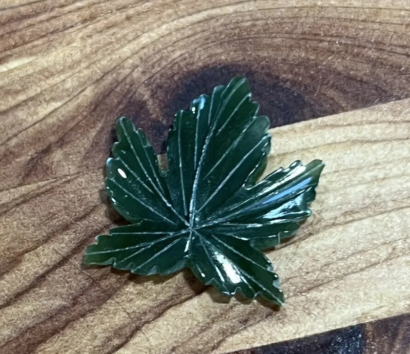 Old Stock Vintage Carved Leaf Genuine Jadeite Jade Natural Cabochon