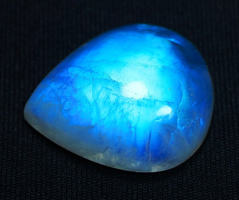 40 Ct 8X23X28 mm Natural Blue Fire Rainbow Moonstone Pear Cabochon Gems RU-154