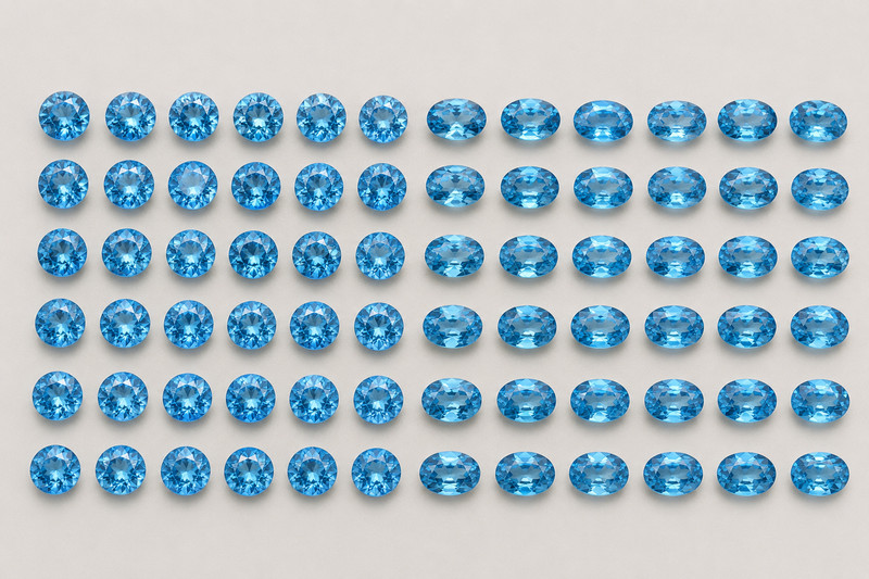 Natural Blue Swiss Topaz Gems, Faceted 5mm Round Oval Cut for Jewelry Making