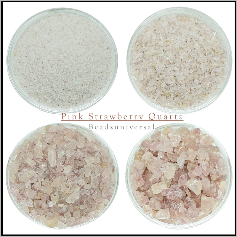 Natural Pink Strawberry Quartz Crushed & Rough Healing Crystal Birth Gemstone