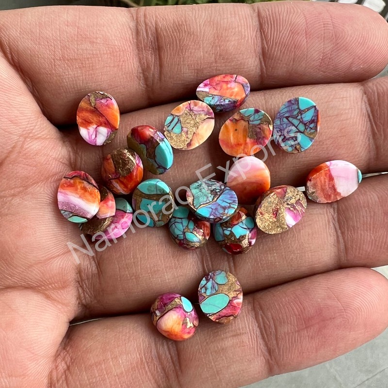 Pink Spiny Oyster Copper Turquoise Oval 6x8 to 18x25 mm Cabochon Loose Gemstone gallery