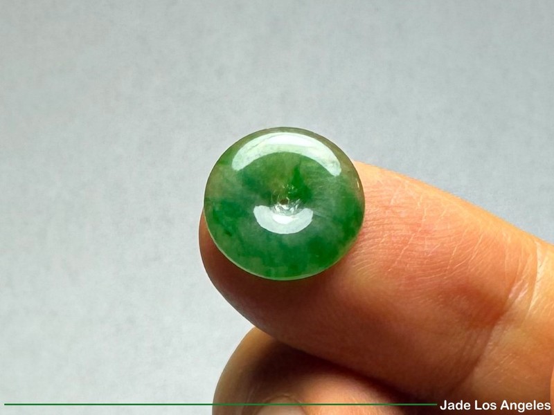 Donut Circle Translucent Emerald Green Loose Jadeite Jade (平安扣翠綠冰種花青) 2.50 ct