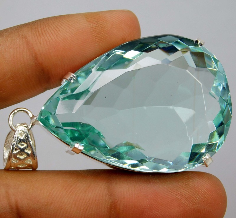 Certified 152.75 Ct Natural Blue Aquamarine Pendant – Gemstone 925 Solid Silver