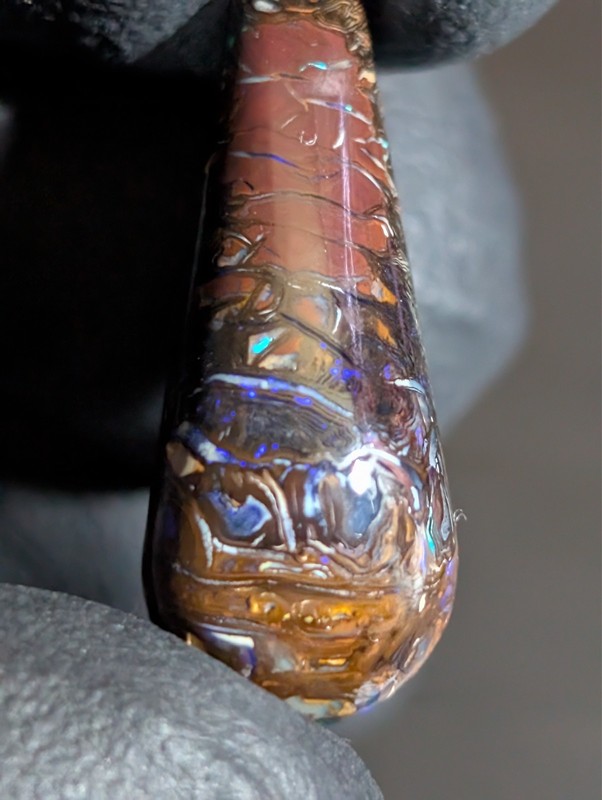 10.2ct Blue Tribal Australian Koroit Boulder Opal Teardrop Cabochon
