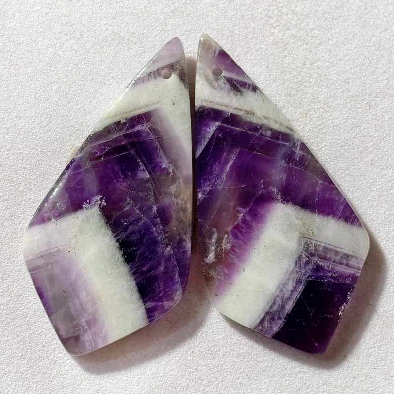 40 Cts Natural Amethyst Drilled Pair Cabochon Gemstone For Earrings 40.5×20.2 MM