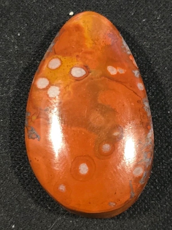 Hand Cut Orbicular Cabochon | Orange White Eye Gemstone, Desert Fire Lapidary