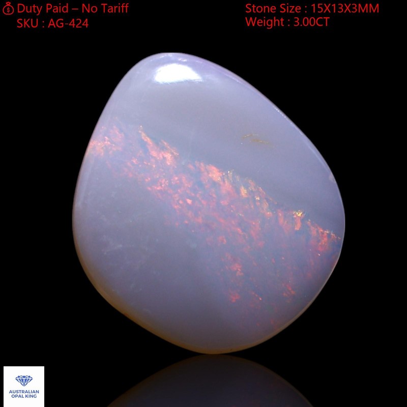 3.00 Cts Australian Fire Opal Loose Cabochon Ethical Gemstone Natural 15x13x3 mm
