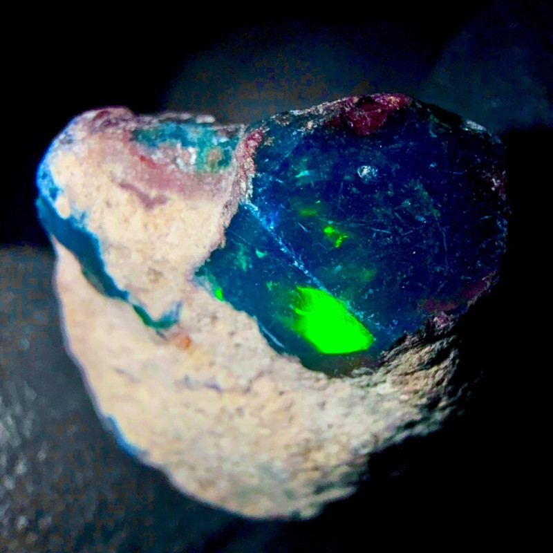 Natural Opal, Ethiopian Black Fire Dry Opal gemstone, Opal rough 7.5 Ct 16x12 mm gallery