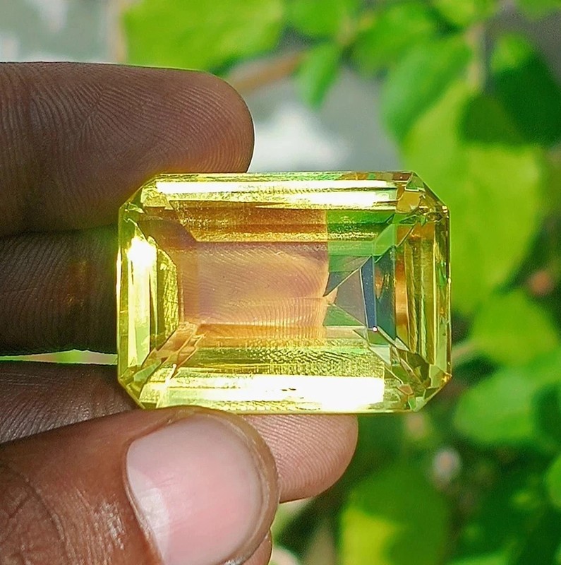 Certified 94+ Ct Yellow Citrine Emerald Cut Premium Quality Loose Gemstone gallery